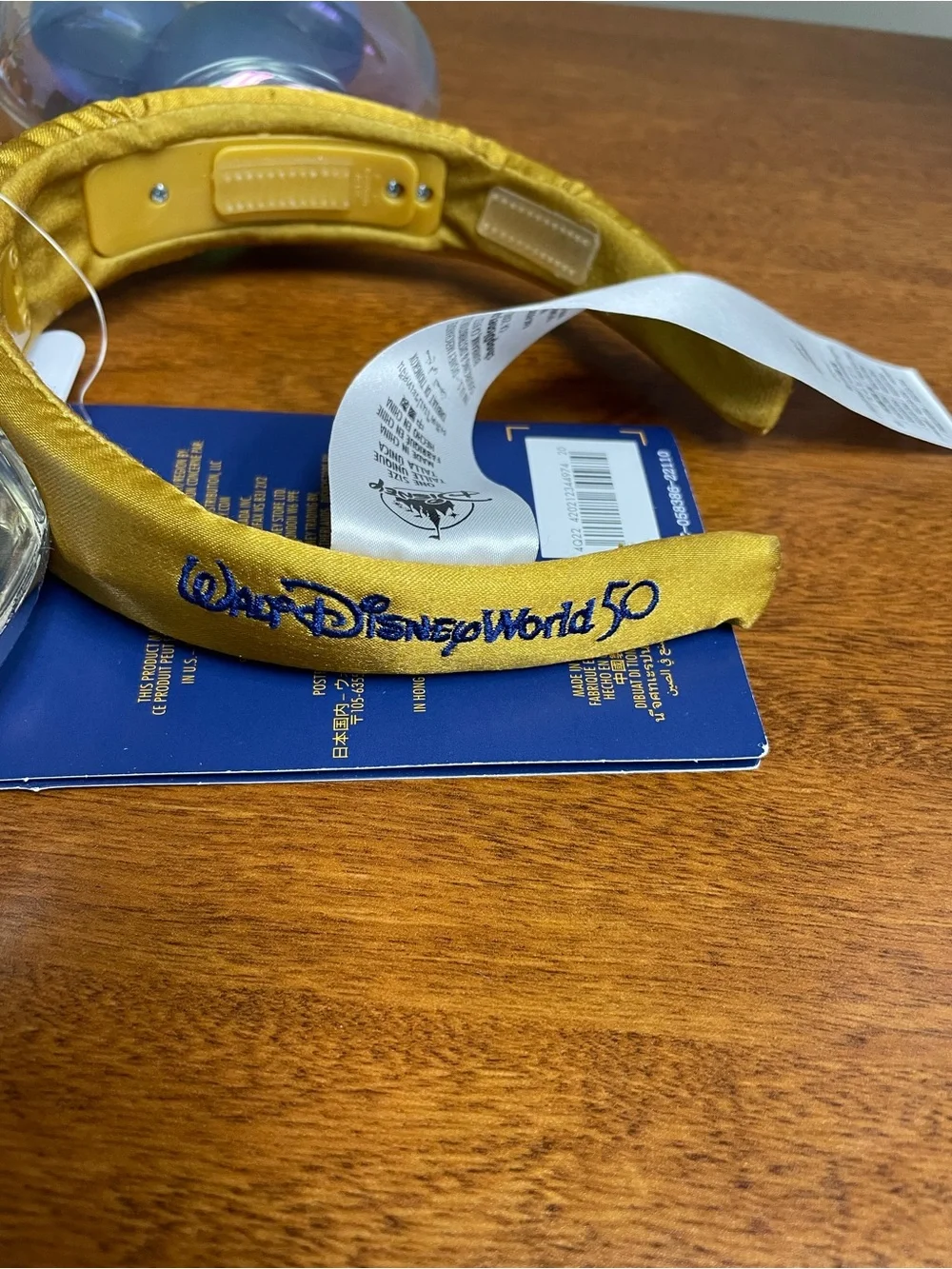 NWT Disney World 50th Anniversary Blue/Gold  Light Up Mickey Balloon Ears